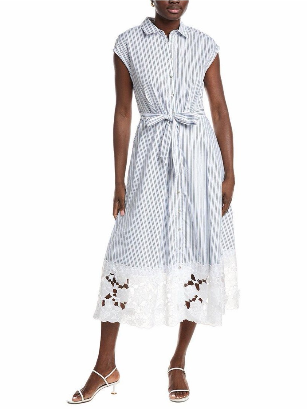 🌸🌸🌸 Ellen Tracy 3D Cutout Broderie Poplin Shirtdress size S - Picture 3 of 12